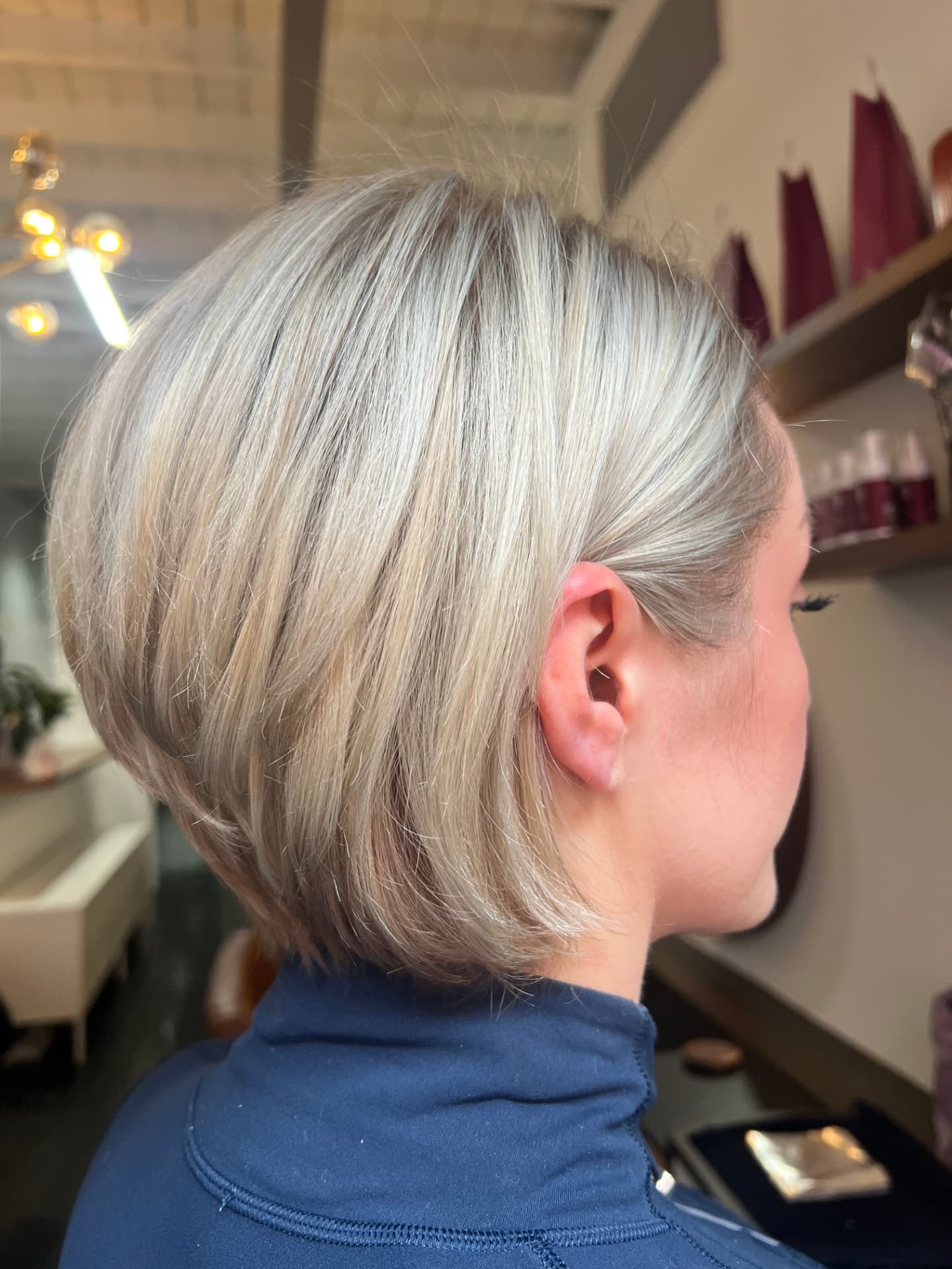 Icy blonde precision bob